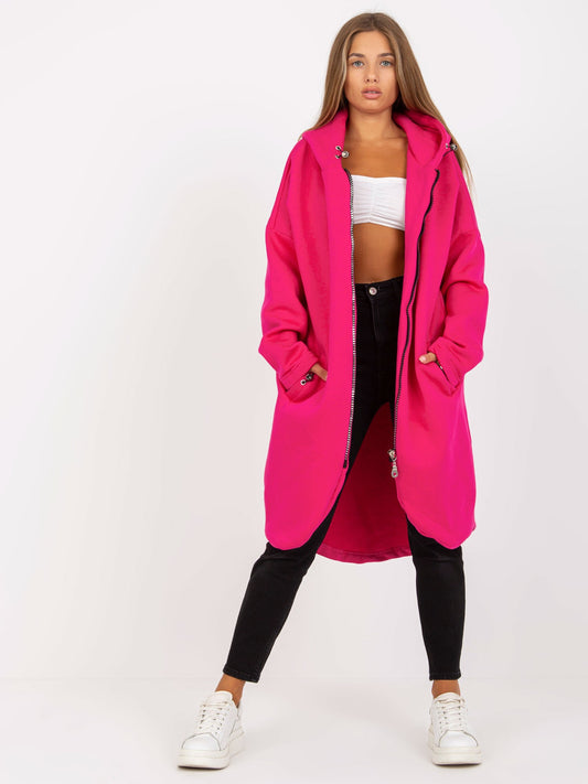 Fuksjowa dresowa bluza basic z kapturem Tina RUE PARIS