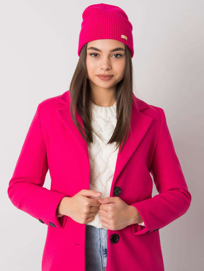 RUE PARIS Fuksjowa czapka beanie z dzianiny