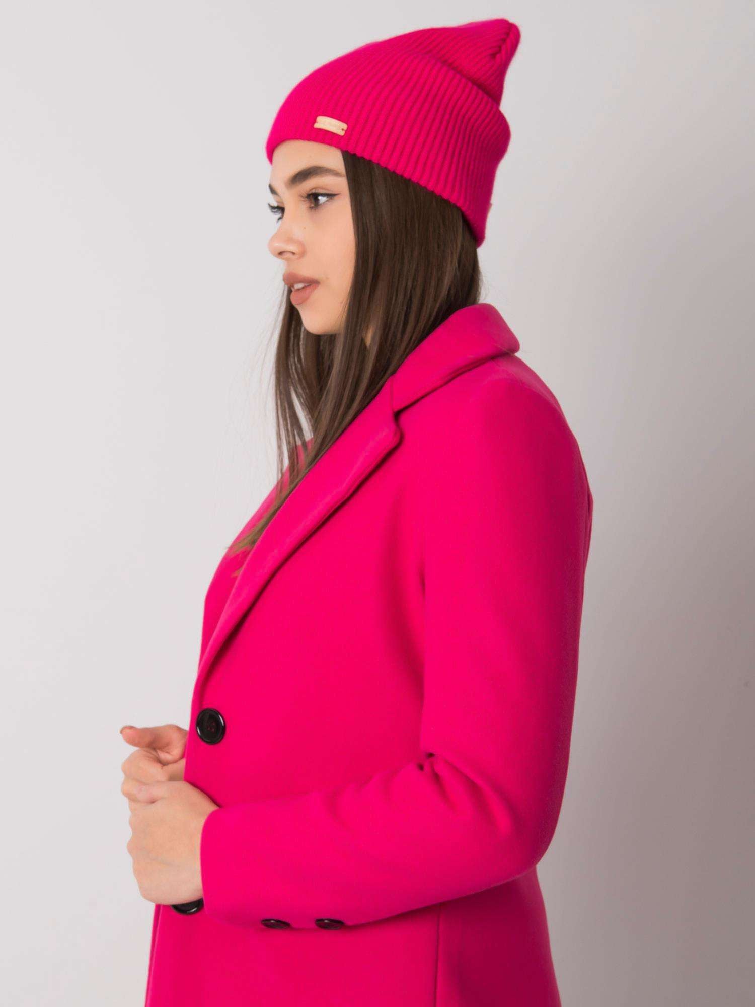 RUE PARIS Fuksjowa czapka beanie z dzianiny