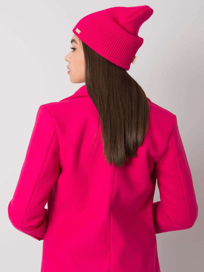 RUE PARIS Fuksjowa czapka beanie z dzianiny