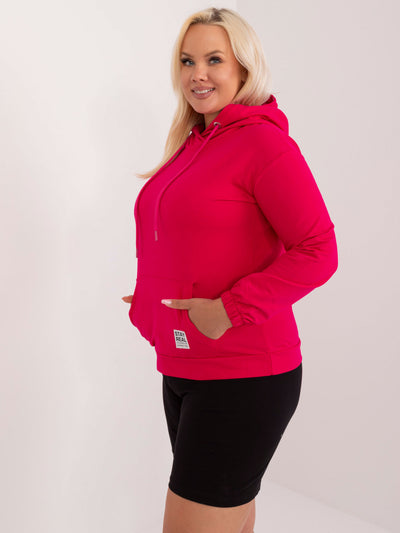 Fuksjowa damska bluza plus size z troczkami