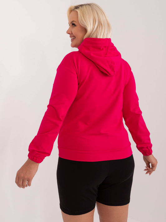 Fuksjowa damska bluza plus size z troczkami