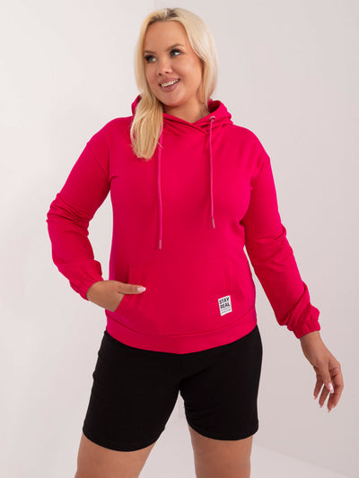 Fuksjowa damska bluza plus size z troczkami