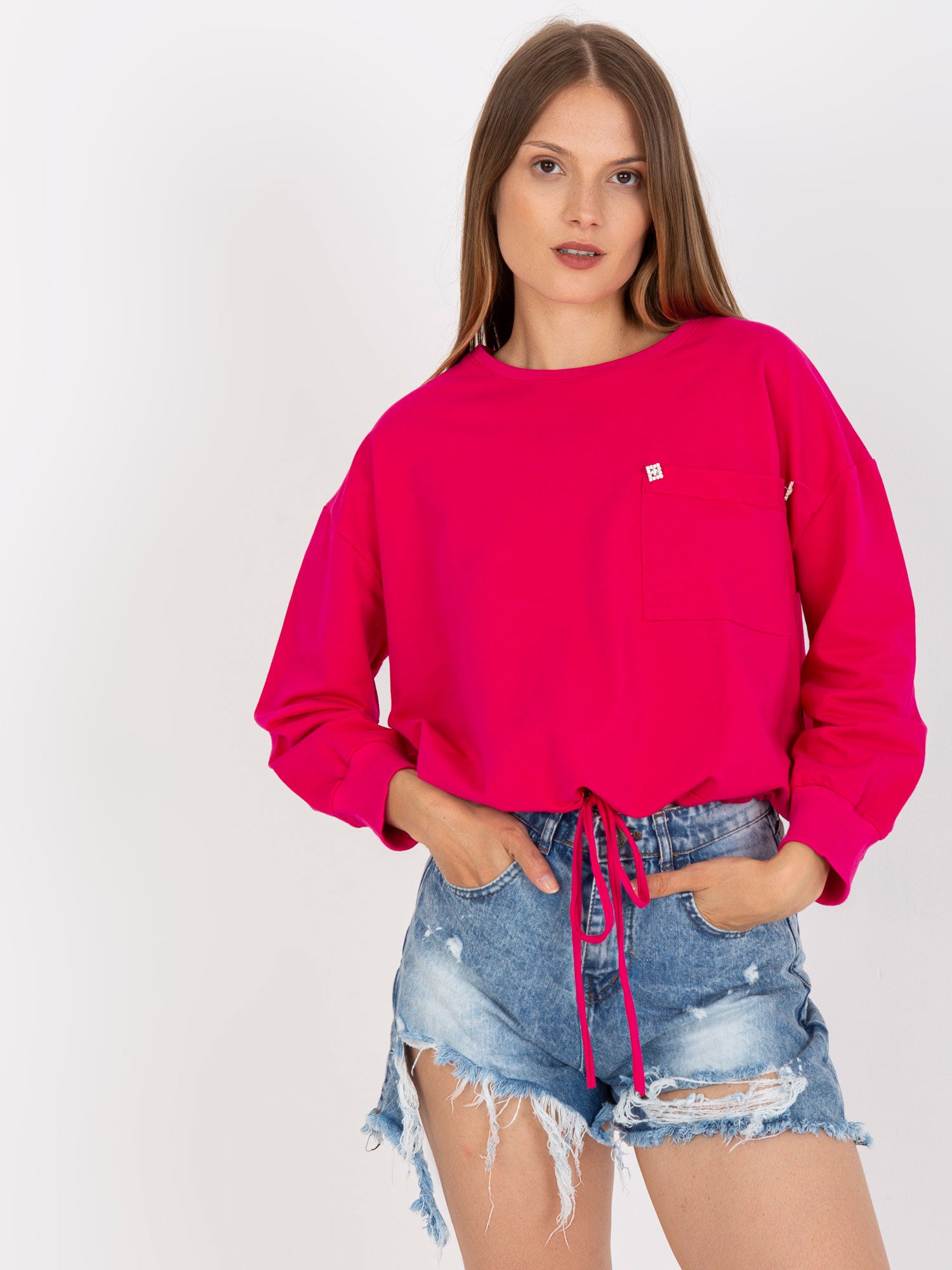 Fuksjowa bluza bez kaptura ze ściągaczem RUE PARIS
