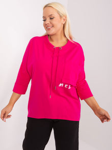 Fuksjowa casualowa bluzka plus size z napisem