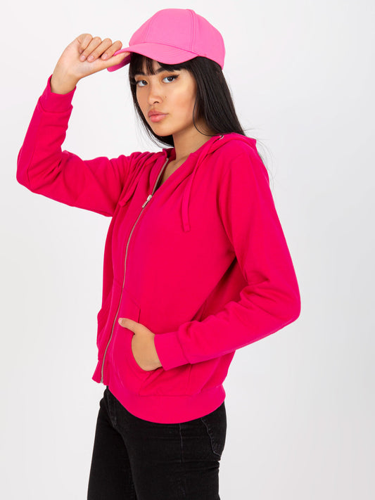 Fuksjowa rozpinana bluza basic z kieszeniami
