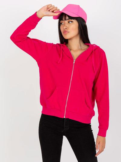 Fuksjowa rozpinana bluza basic z kieszeniami
