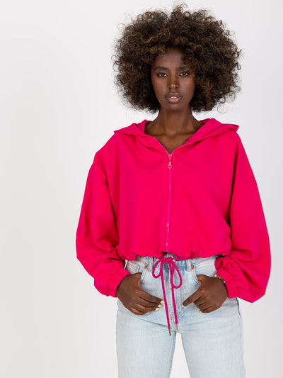 Fuksjowa rozpinana bluza basic z szerokimi rękawemi RUE PARIS