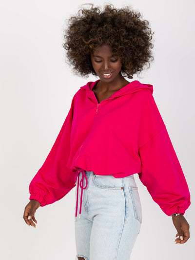 Fuksjowa rozpinana bluza basic z szerokimi rękawemi RUE PARIS