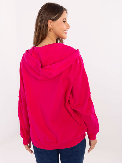 Fuksjowa rozpinana bluza oversize z kapturem