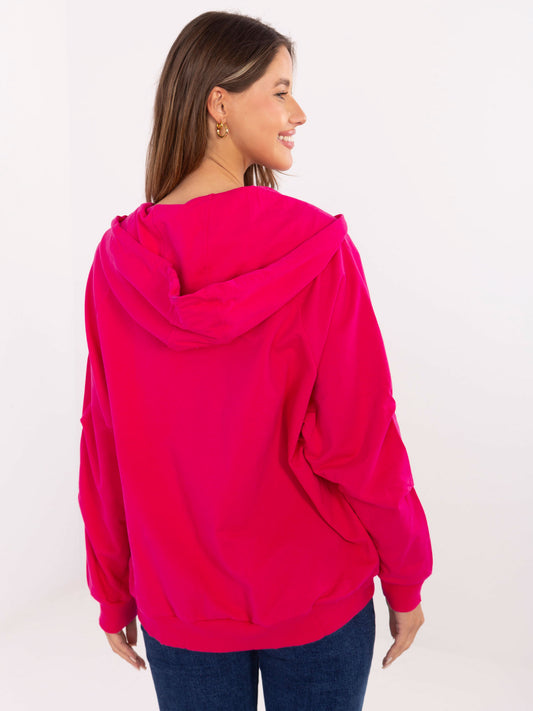 Fuksjowa rozpinana bluza oversize z kapturem