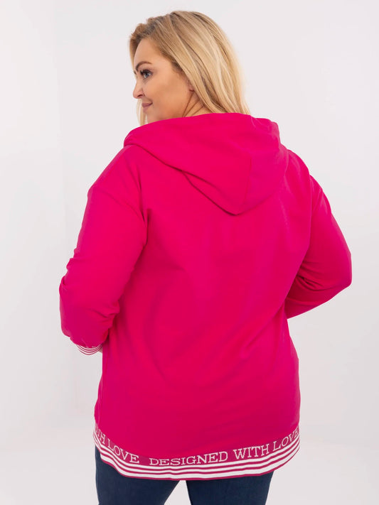 Fuksjowa bluza plus size z ozdobnymi ściągaczami
