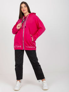 Fuksjowa rozpinana bluza plus size z kapturem