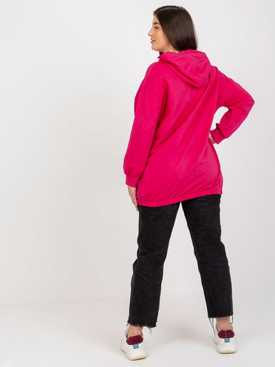 Fuksjowa rozpinana bluza plus size z kapturem