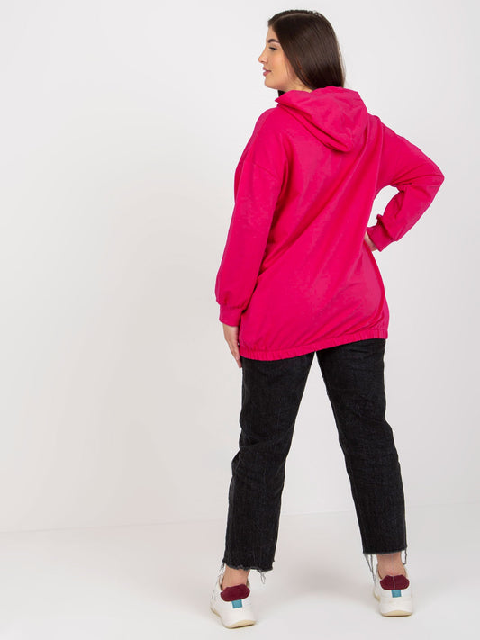 Fuksjowa rozpinana bluza plus size z kapturem