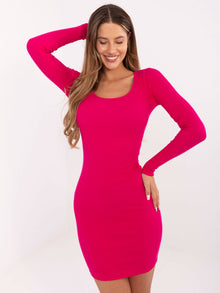 RUE PARIS Fuksjowa sukienka bodycon w prążek