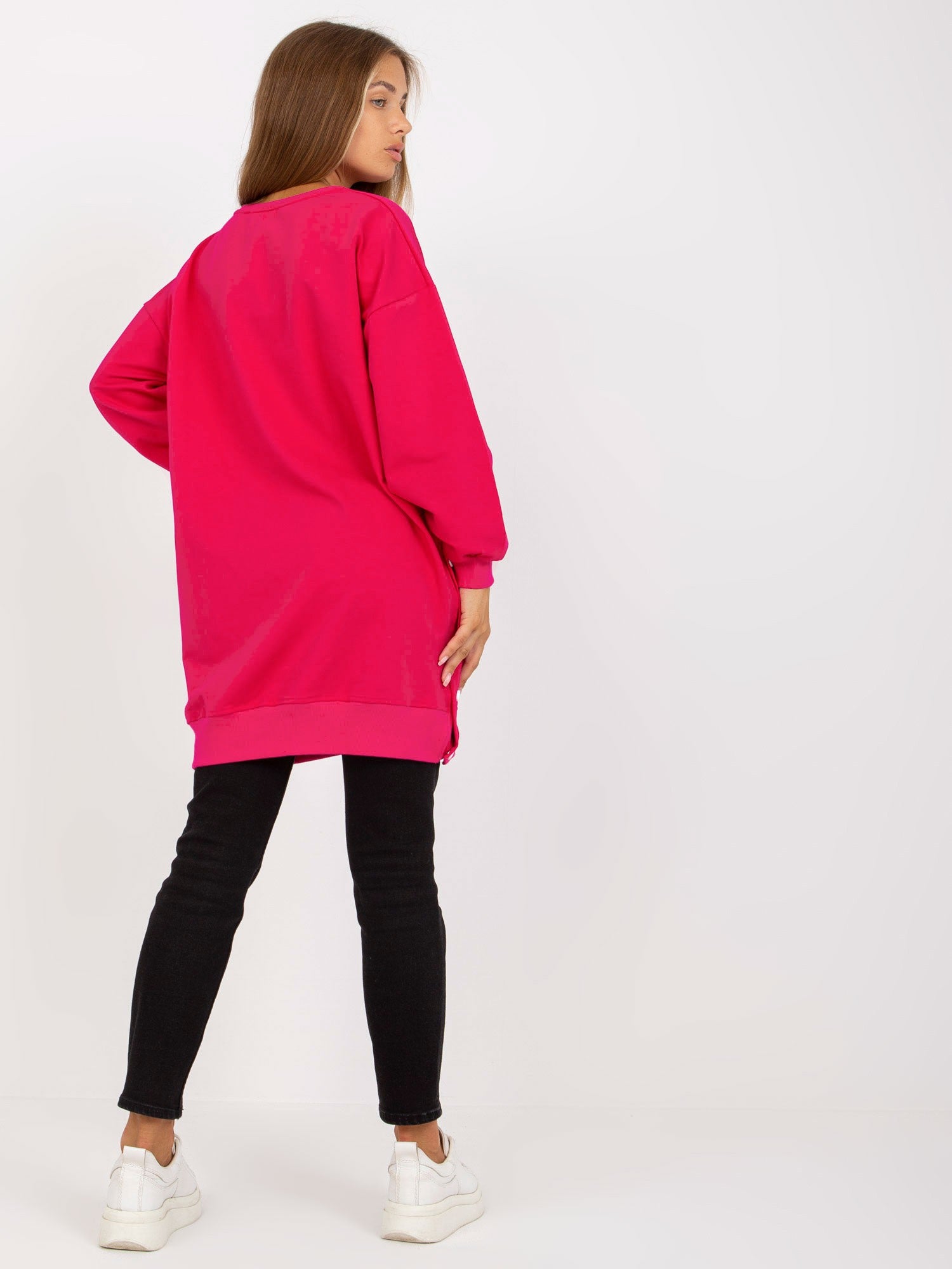 Fuksjowa prosta tunika basic z bawełny RUE PARIS