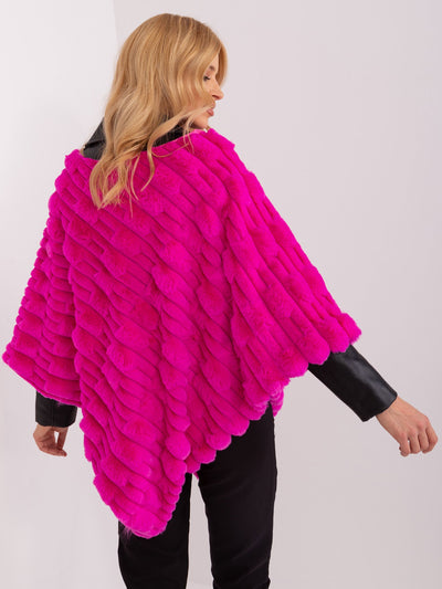Fuksjowe futrzane poncho damskie