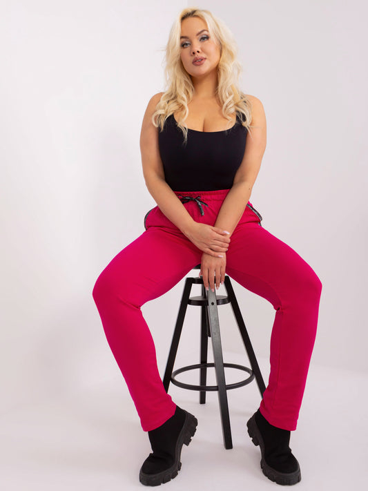 Fuksjowe dresowe spodnie plus size z bawełny Savage