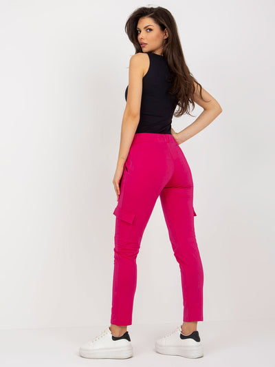 Fuksjowe damskie spodnie dresowe cargo high waist