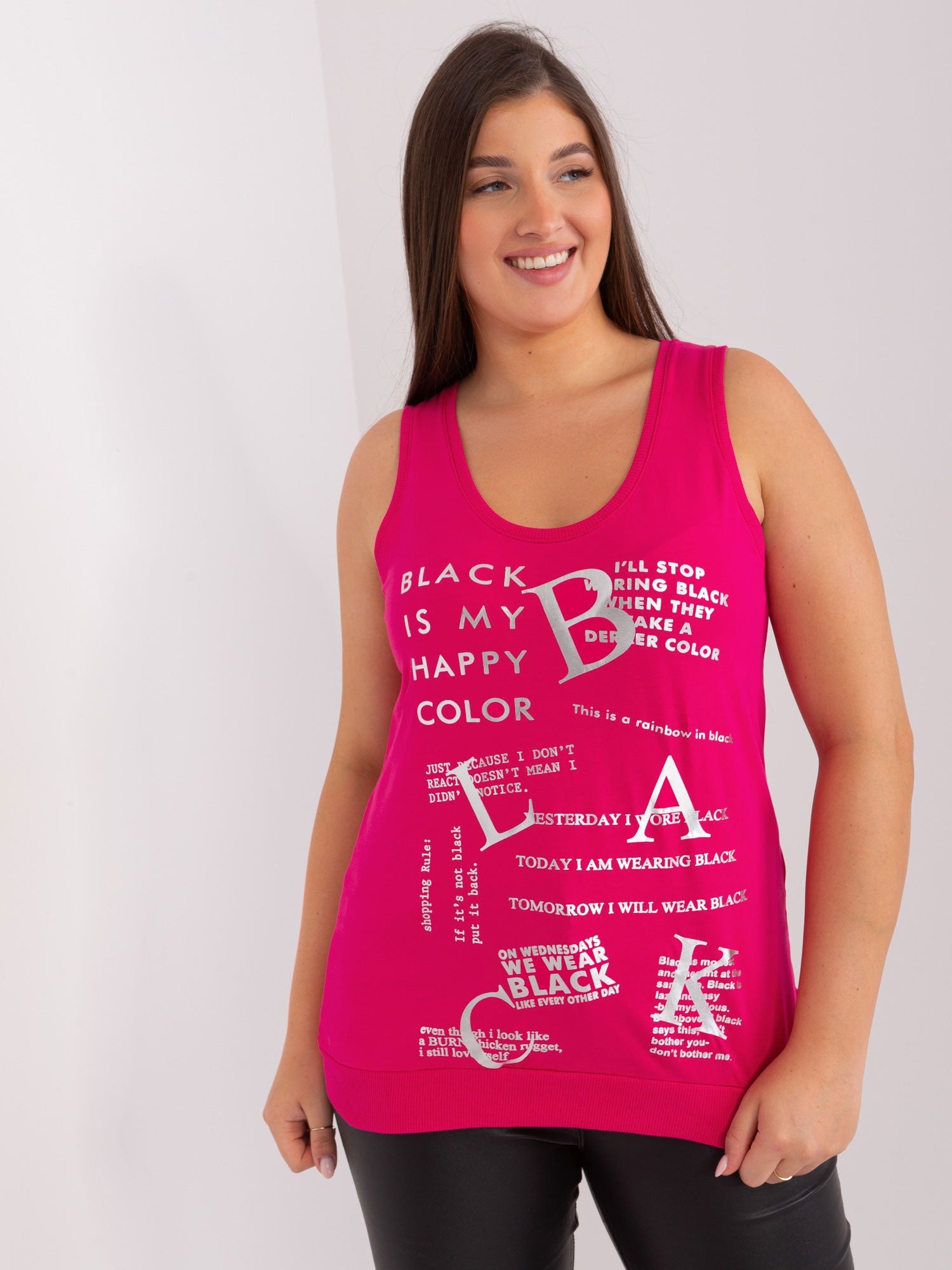 Fuksjowy top damski plus size