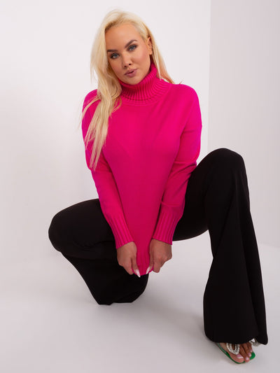 Fuksjowy damski sweter plus size z wiskozą