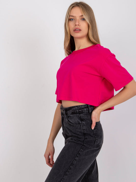 Fuksjowy damski t-shirt basic