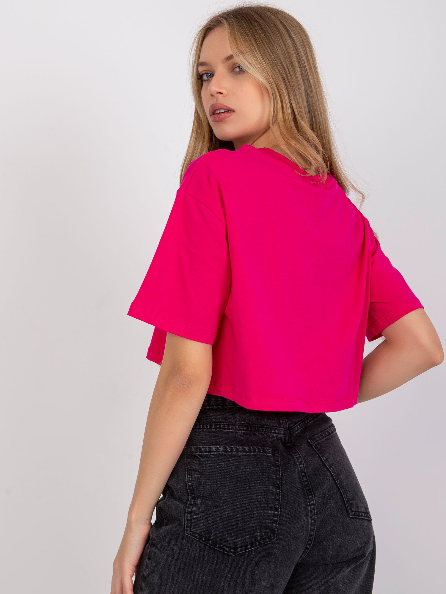 Fuksjowy damski t-shirt basic