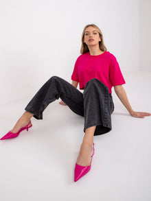 Fuksjowy damski t-shirt basic