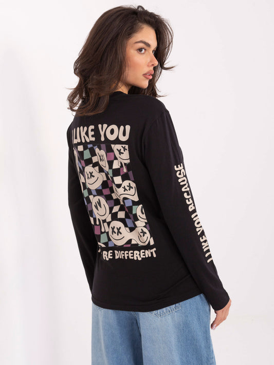 SUBLEVEL Grafitowa bluzka longsleeve z nadrukiem