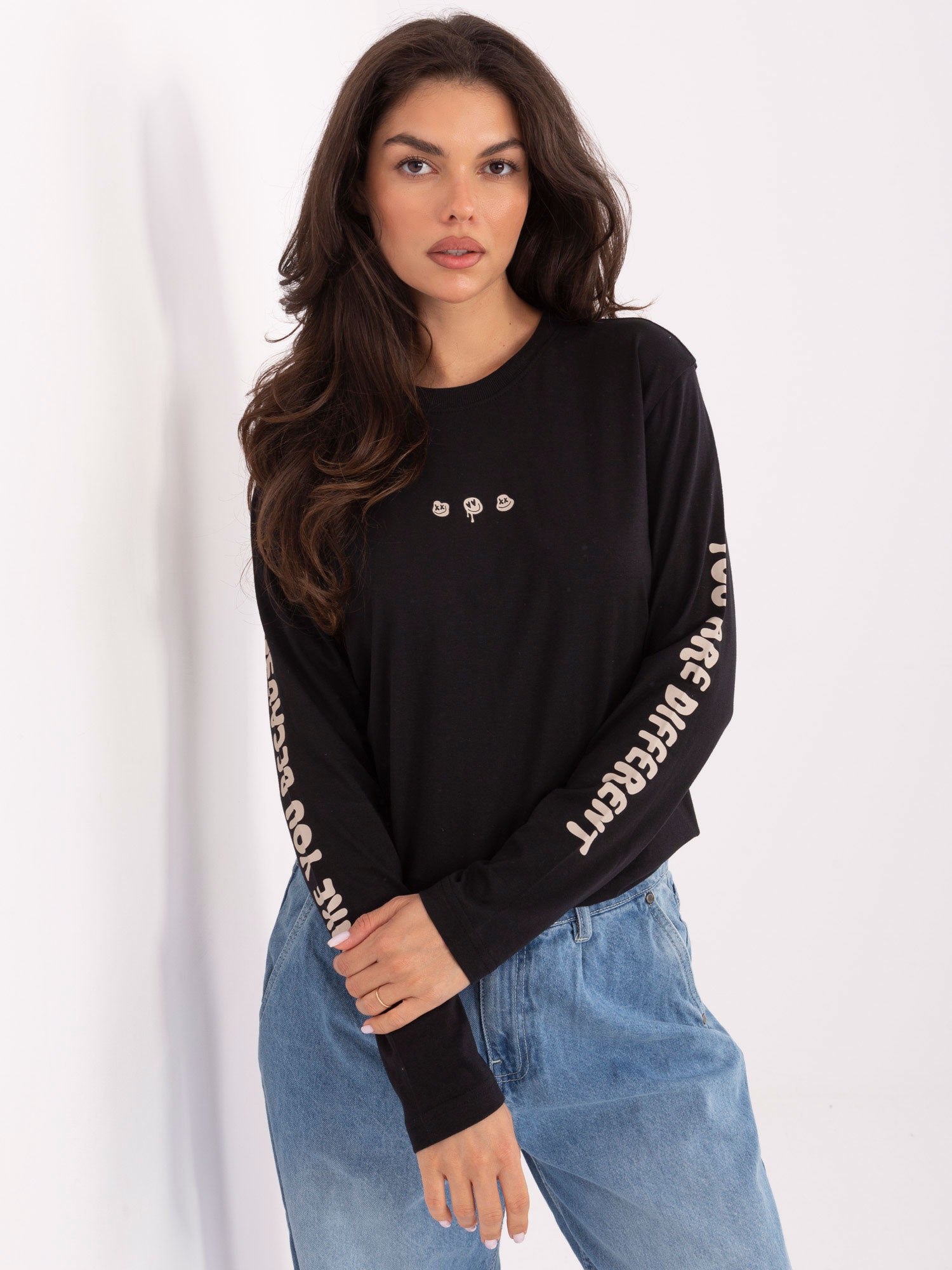 SUBLEVEL Grafitowa bluzka longsleeve z nadrukiem
