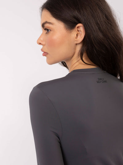 SUBLEVEL Grafitowa dopasowana bluzka longsleeve