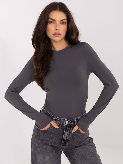 SUBLEVEL Grafitowa dopasowana bluzka longsleeve