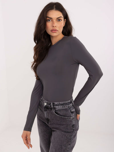 SUBLEVEL Grafitowa dopasowana bluzka longsleeve