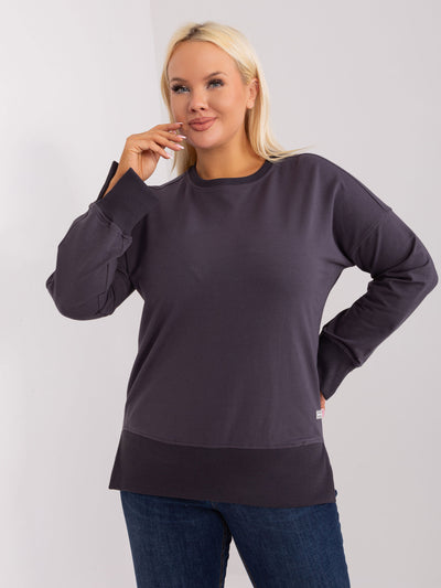 Grafitowa damska bluza plus size ze ściągaczami