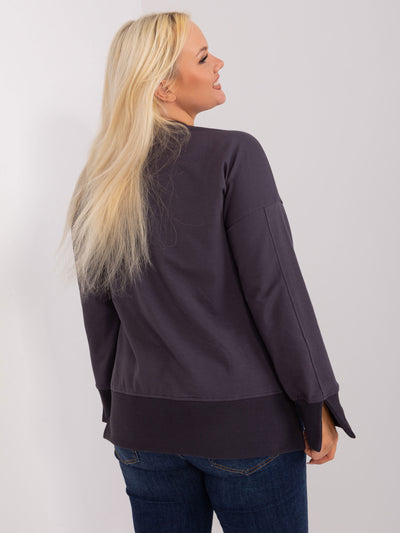 Grafitowa damska bluza plus size ze ściągaczami
