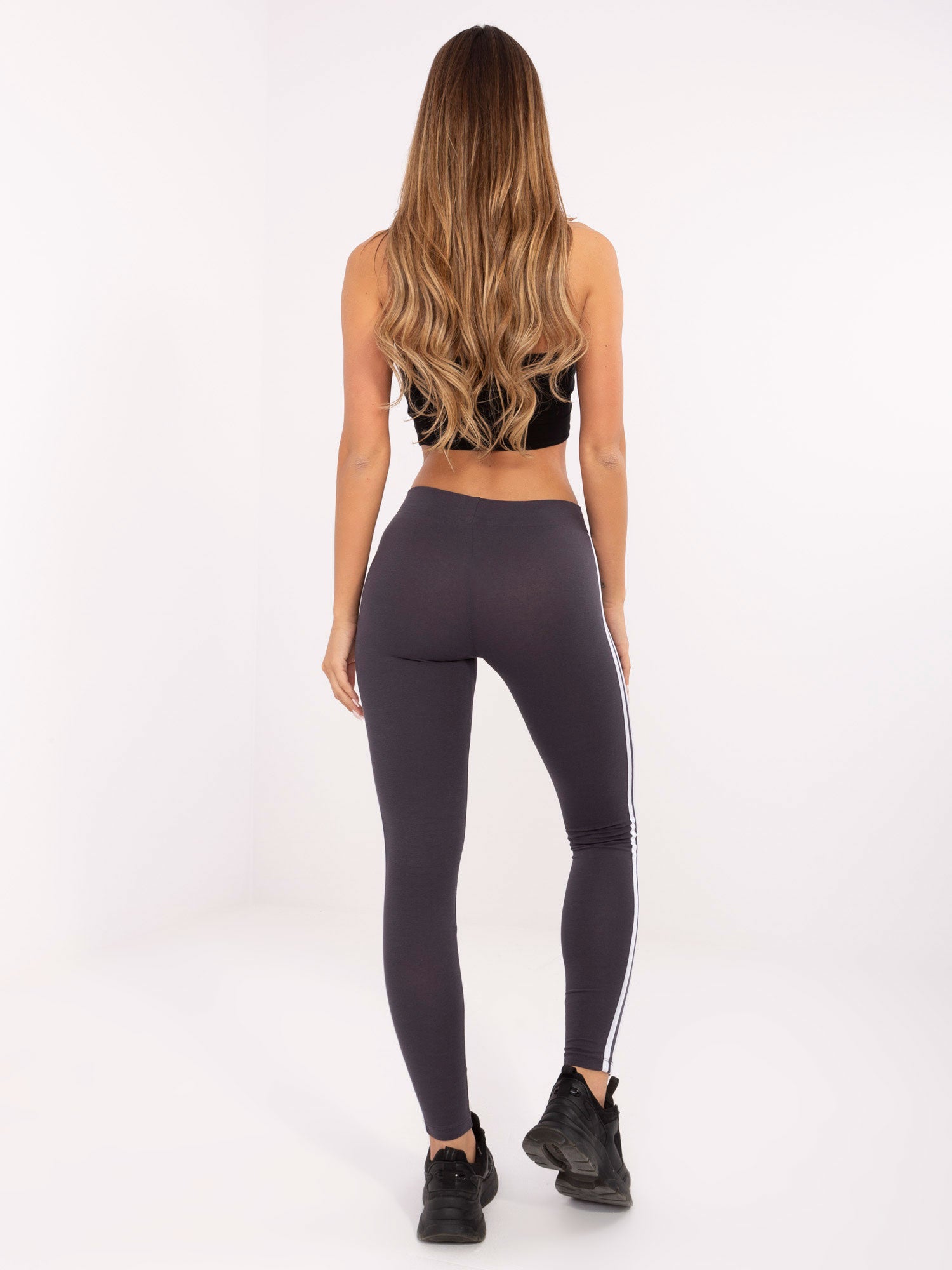 BASIC FEEL GOOD Grafitowe legginsy z lampasami