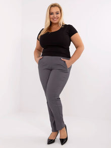 Grafitowe eleganckie spodnie plus size