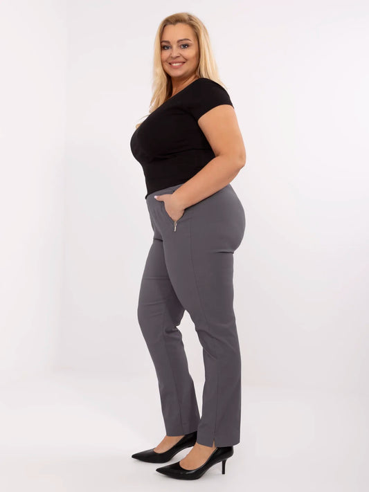 Grafitowe eleganckie spodnie plus size