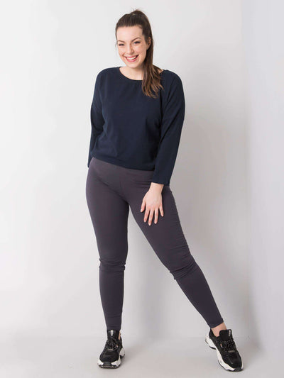 Grafitowe bawełniane legginsy plus size