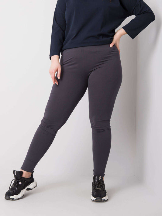 Grafitowe bawełniane legginsy plus size
