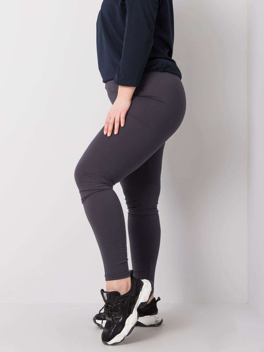 Grafitowe bawełniane legginsy plus size