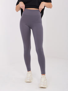 Grafitowe sportowe legginsy w prążek