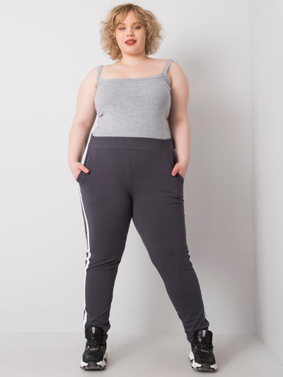 Grafitowe spodnie dresowe plus size z lampasami