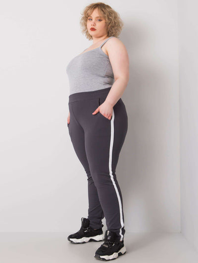 Grafitowe spodnie dresowe plus size z lampasami