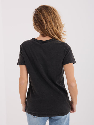 Grafitowy damski t-shirt z nadrukiem