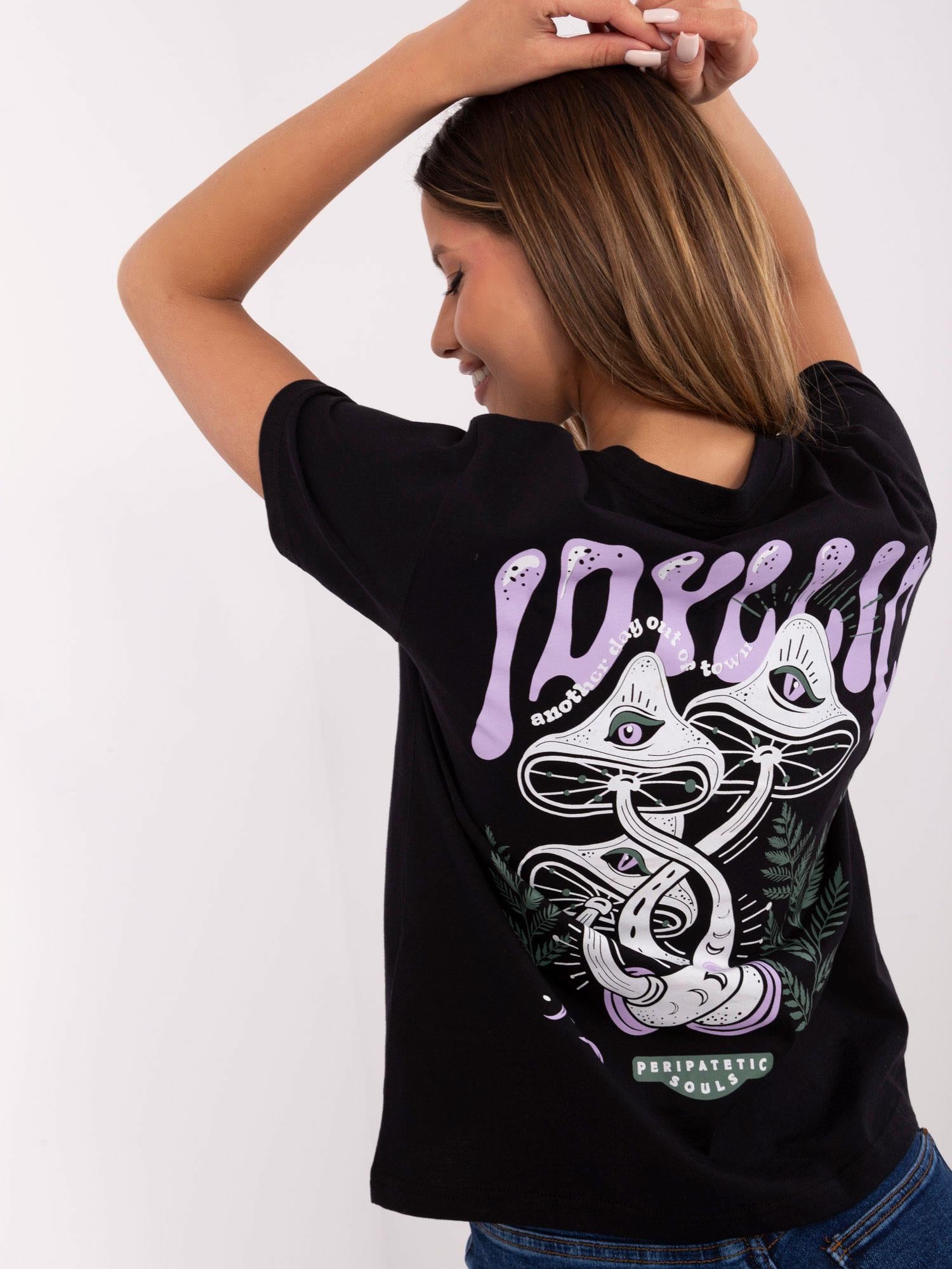 SUBLEVEL Grafitowy bawełniany t-shirt z nadrukiem