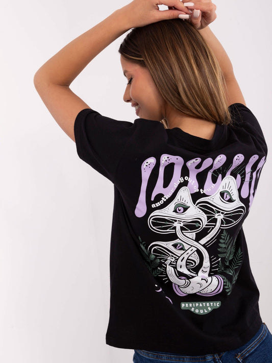 SUBLEVEL Grafitowy bawełniany t-shirt z nadrukiem