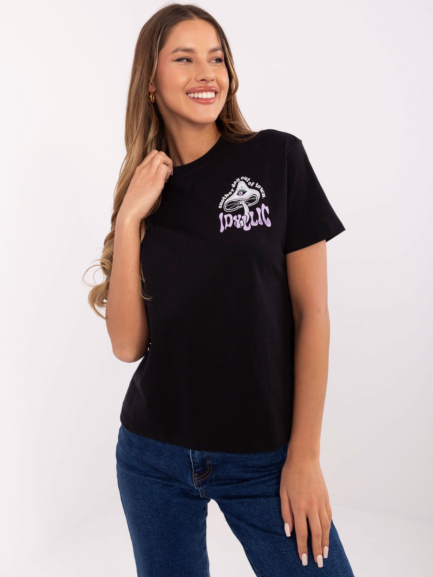 SUBLEVEL Grafitowy bawełniany t-shirt z nadrukiem