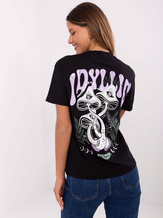 SUBLEVEL Grafitowy bawełniany t-shirt z nadrukiem